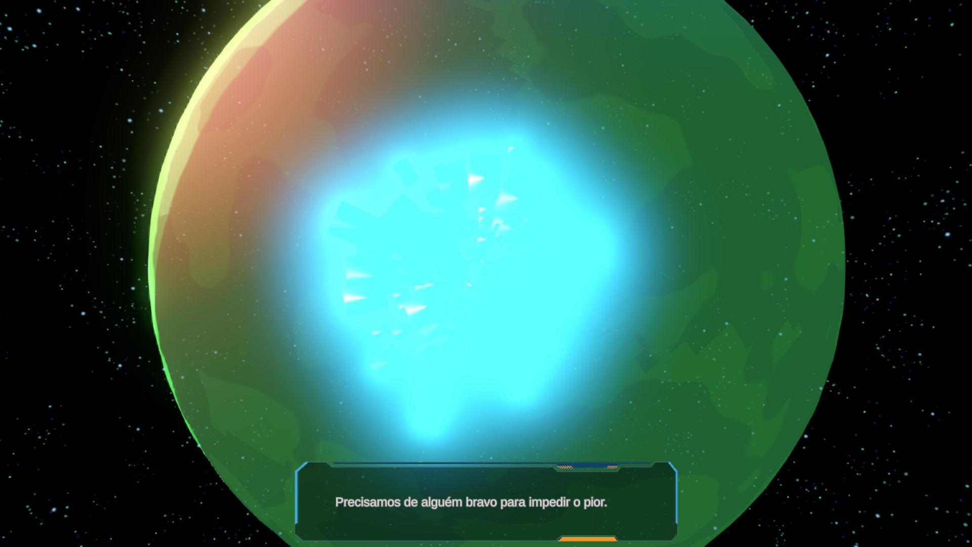 Diálogo com asteroide prestes a atingir o planeta Astela