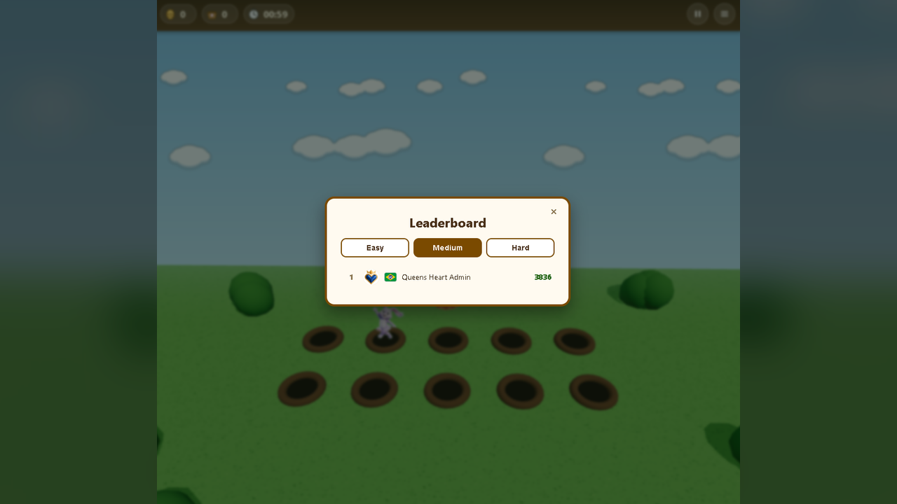 Leaderboard com as dificuldades fácil, médio e difícil