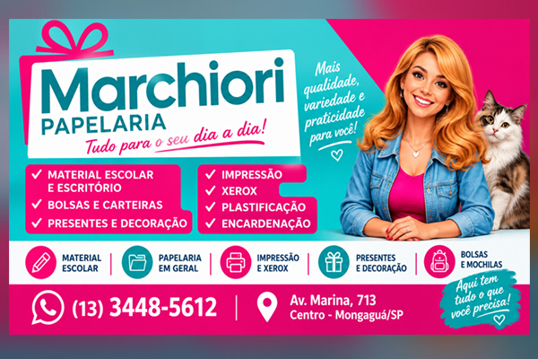 Marchiori Papelaria — material escolar e de escritório, impressão, xerox, plastificação e encadernação